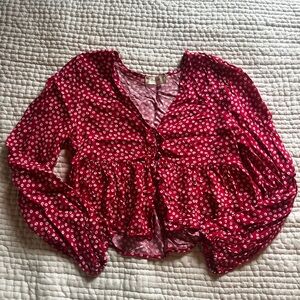 Altar'd State Floral Red Blouse